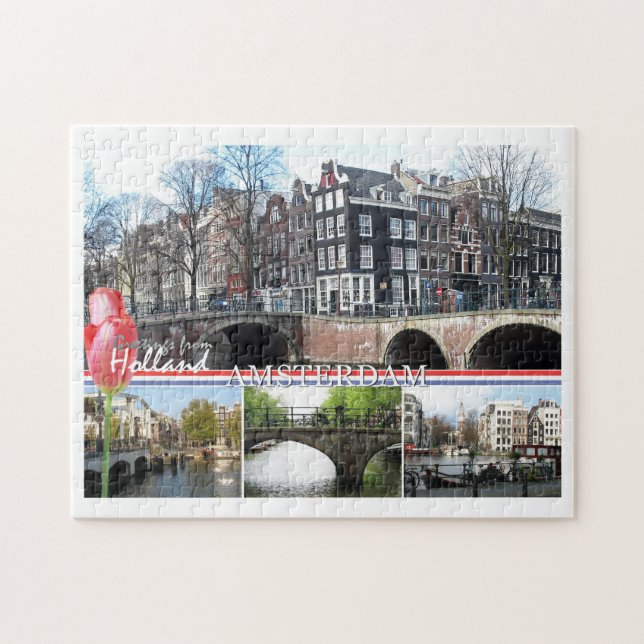 Grüße von Puzzlen Hollands - Amsterdams (Horizontal)