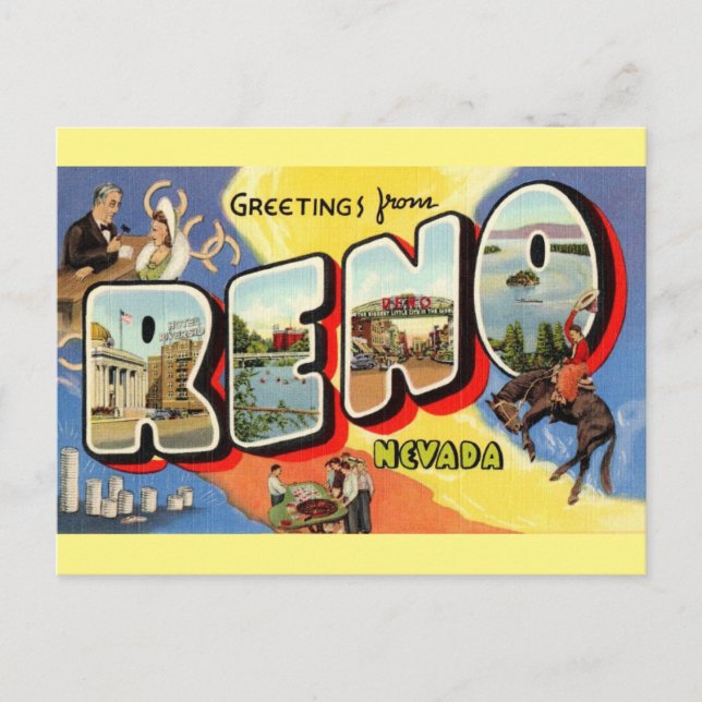 Grüße von Reno Nevada Travel Postcard Postkarte (Vorderseite)