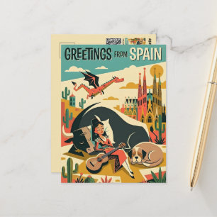 Grüße von Retro-Reisen nach Spanien Postkarte