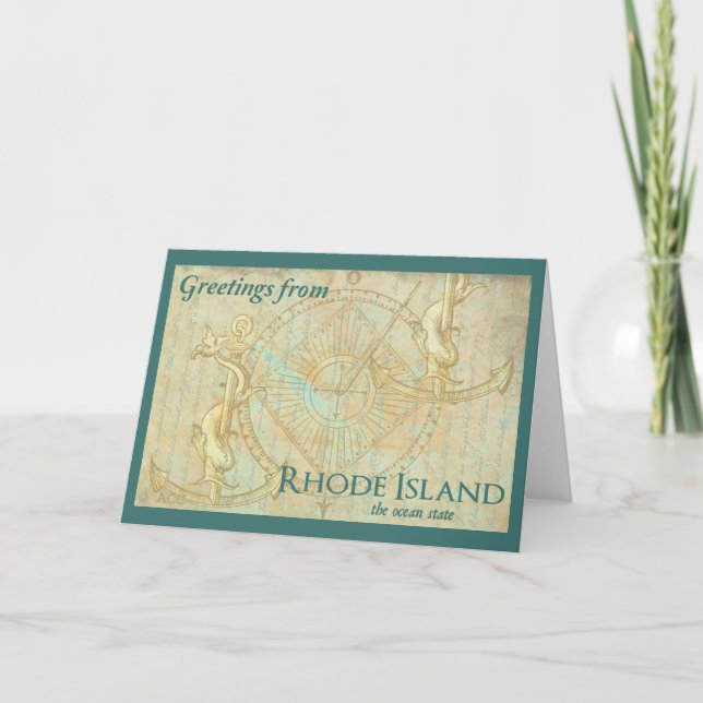 Grüße von Rhode Island aus dem Ozean Staat Karte (Vorderseite)