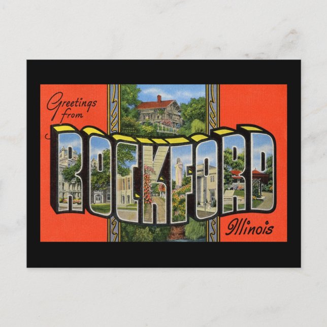 Grüße von Rockford Illinois Postkarte (Vorderseite)