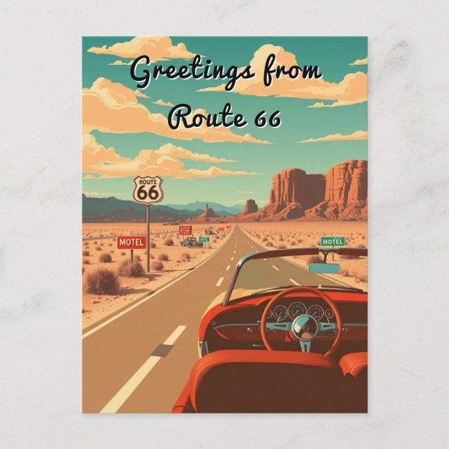Grüße von Route 66 Personalisiert Road Trip Postkarte (Vorderseite)