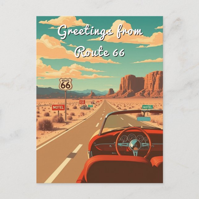 Grüße von Route 66 Personalisiert Road Trip Postkarte (Vorderseite)