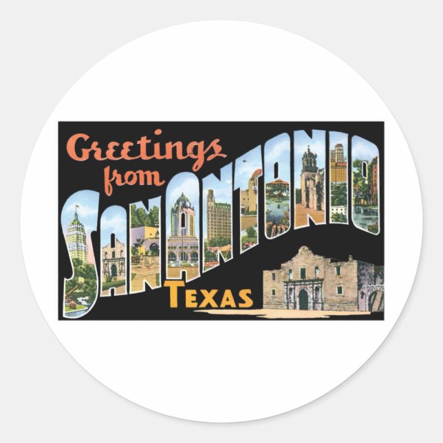 Grüße von San Antonio Texas Runder Aufkleber (Vorderseite)
