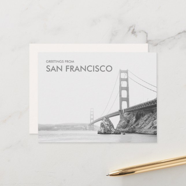 Grüße von San Francisco Golden Gate Bridge Postkarte (Vorderseite/Rückseite Beispiel)