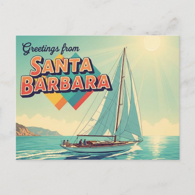 Grüße von Santa Barbara California Postkarte (Vorderseite)