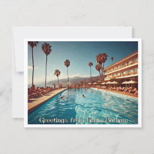 Grüße von Santa Barbara, Retro Vibe der 60er Jahre Postkarte