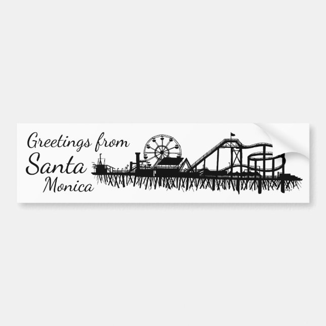 Grüße von Santa Monica California CA Pier Autoaufkleber (Vorne)