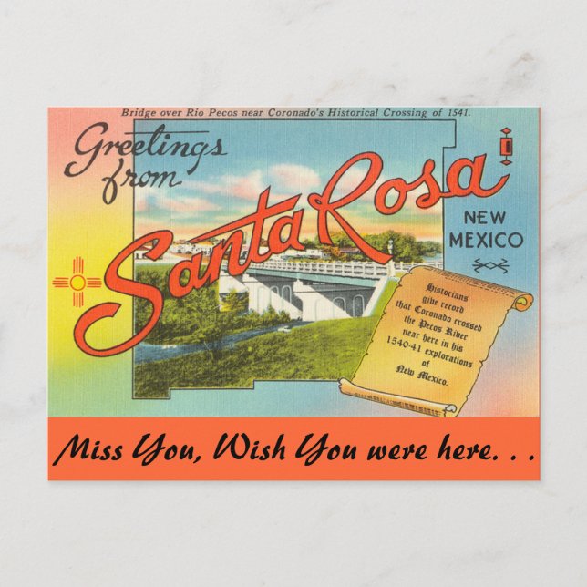 Grüße von Santa Rosa Postkarte (Vorderseite)