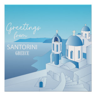 Grüße von Santorini Griechenland Poster