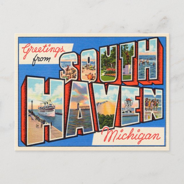 Grüße von South Haven, Michigan Travel Postkarte (Vorderseite)