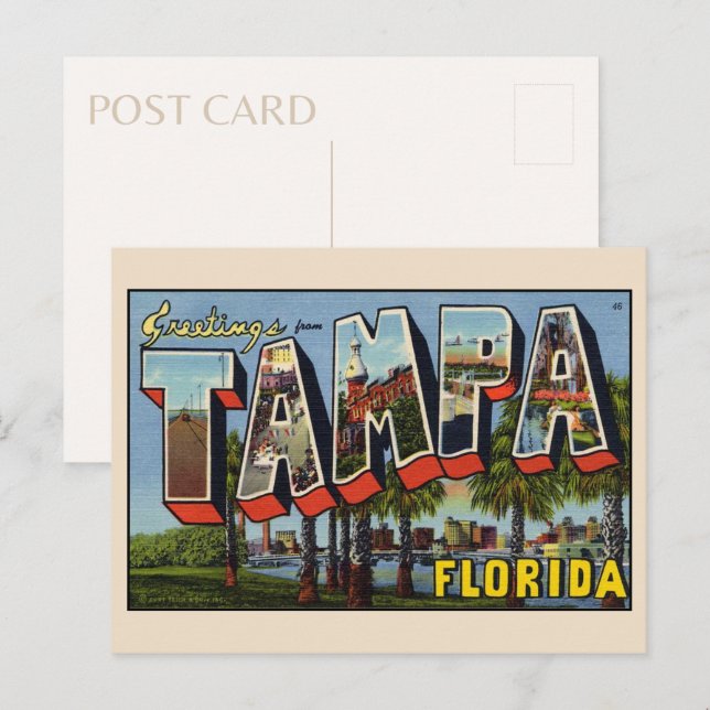 Grüße von Tampa Florida Vintage Postkarte (Vorne/Hinten)