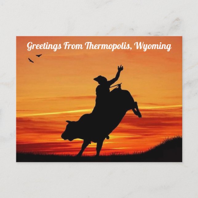 Grüße von Therompolis, Wyoming Rodeo Postkarte (Vorderseite)