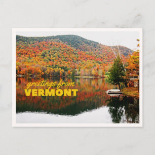 Grüße von Vermont Herbstlaub Retro-Gruß Postkarte