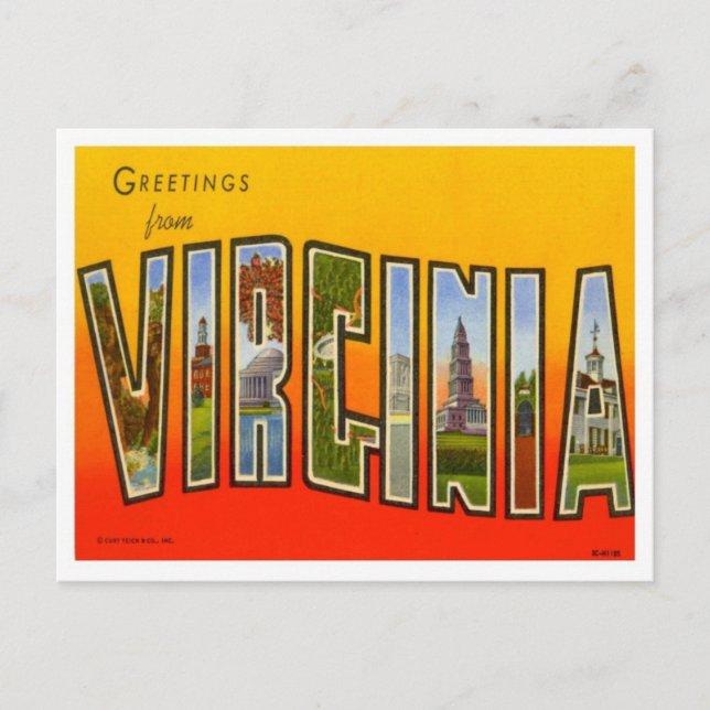 Grüße von Virginia Postkarte (Vorderseite)