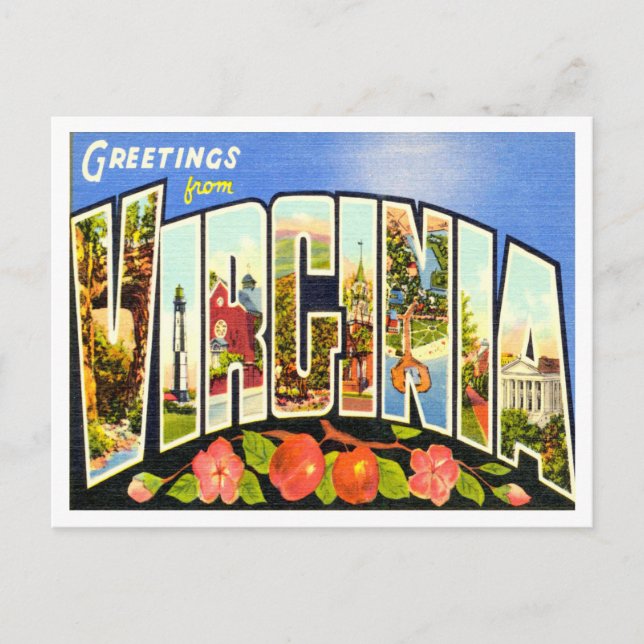 Grüße von Virginia Vintage Travel Postkarte (Vorderseite)