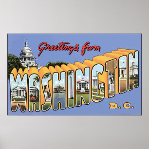 Grüße von Washington DC, Vintag Poster