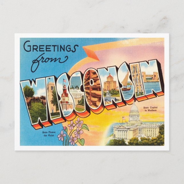 Grüße von Washington Vintage Travel Postkarte (Vorderseite)