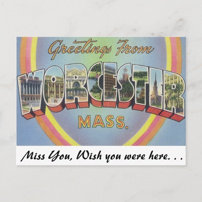 Grüße von Worcester, Massachusetts Postkarte (Vorderseite)