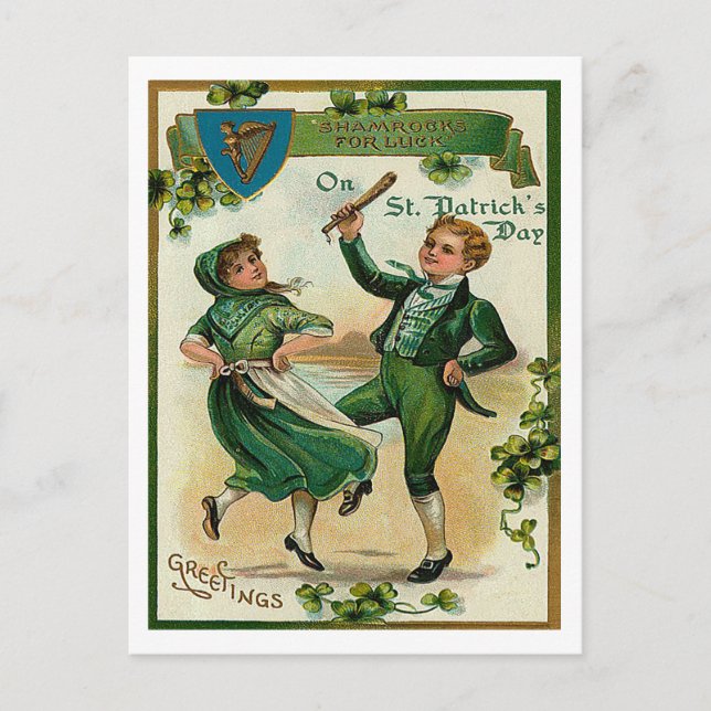 Grüße zum St. Patrick Postkarte (Vorderseite)