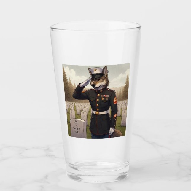 grüßender Marine Corps Wolf  Glas (Vorderseite)
