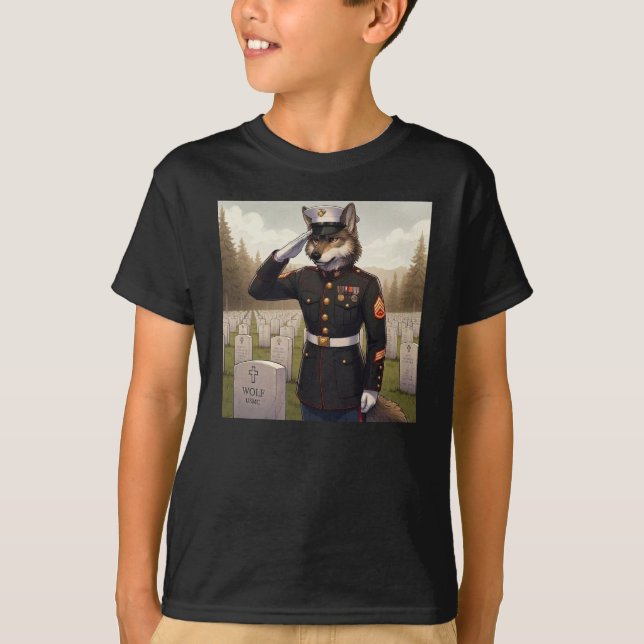 grüßender Marine Corps Wolf  T-Shirt (Vorderseite)