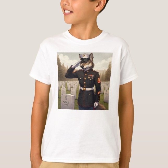 grüßender Marine Corps Wolf  T-Shirt (Vorderseite)