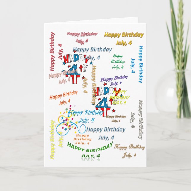 Grußkarte 4. Juli, Geburtstag Karte (Vorderseite)