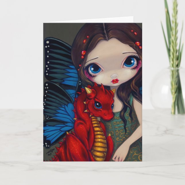 Grußkarte "Baby Red Dragon" Karte (Vorderseite)