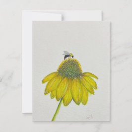 Grußkarte Biene on Coneflower - Original-Kunstwerk Einladung