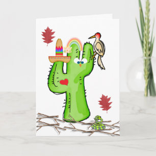 Grußkarte Bird Cactus Feiertagskarte