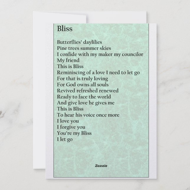 Grußkarte "Bliss" Feiertagskarte (Rückseite)