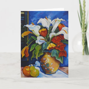 Grußkarte Calla Lilies und Poppies Karte