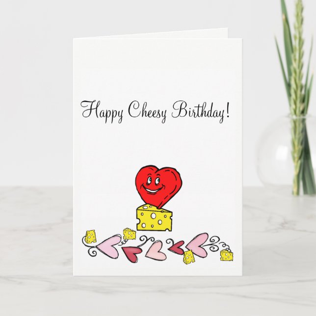 Grußkarte Cheesy Happy Birthday Heart Karte (Vorderseite)