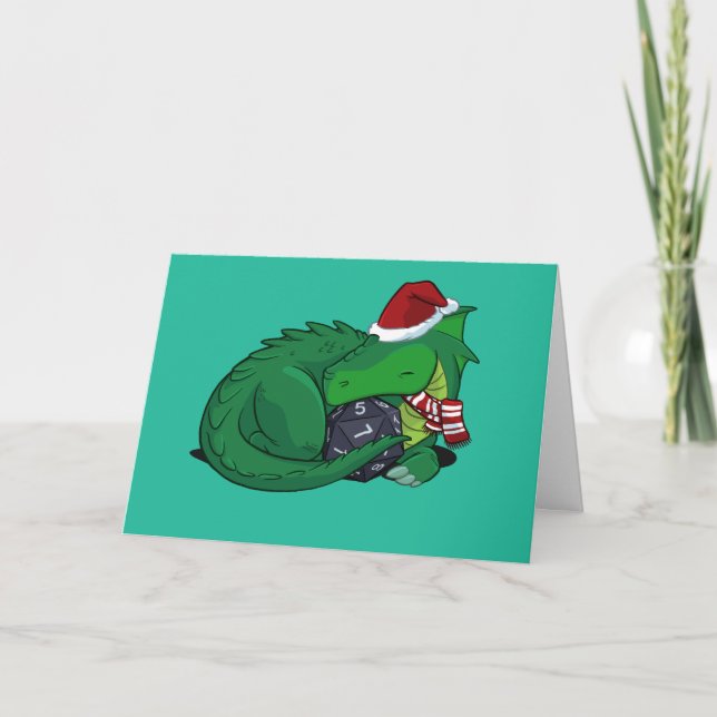 Grußkarte D20 Green Dragon Holiday Edition Karte (Vorderseite)