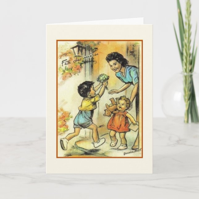 Grußkarte der Vintagen französischen Mutter Karte (Vorderseite)