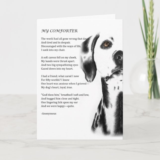 Grußkarte des Dalmatiners Dog Comforter Poesie Karte (Vorderseite)