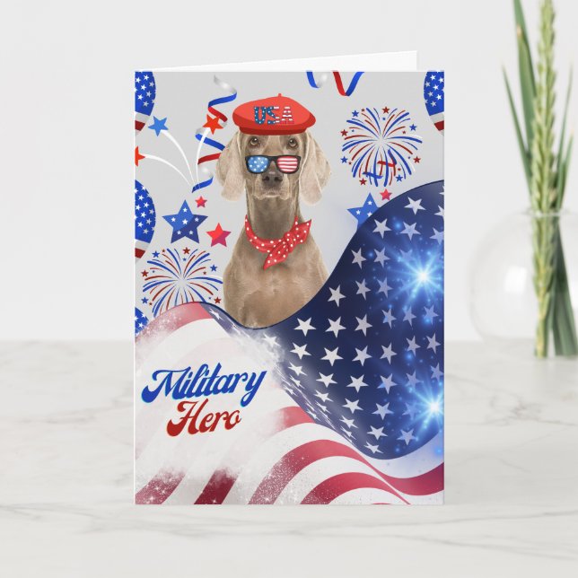 Grußkarte des Militärhelden Weimaraner Karte (Vorderseite)