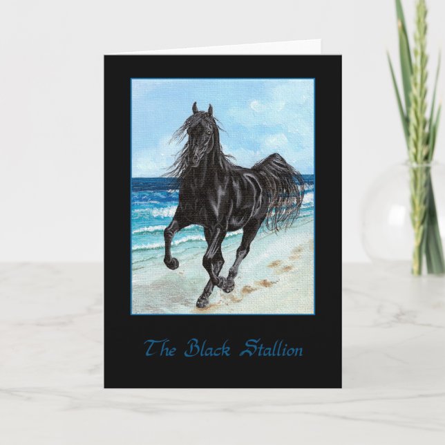 Grußkarte des schwarzen Stallion arabische Pferde Karte (Vorderseite)