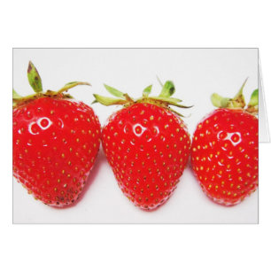 Grusskarte drei Erdbeeren, blanko