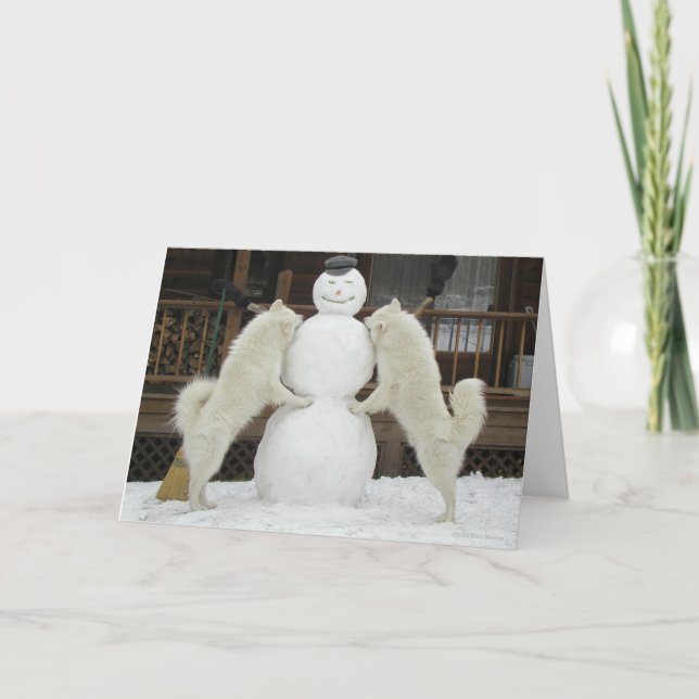 Grußkarte "Drei Schneemänner" Feiertagskarte (Vorderseite)