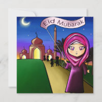 Grußkarte "Eid Mubarak" mit zeichn