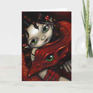 Grußkarte "Elf Maiden und ihr Drache" Feiertagskarte