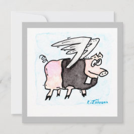 Grußkarte "Flying Pastor Pig" Karte