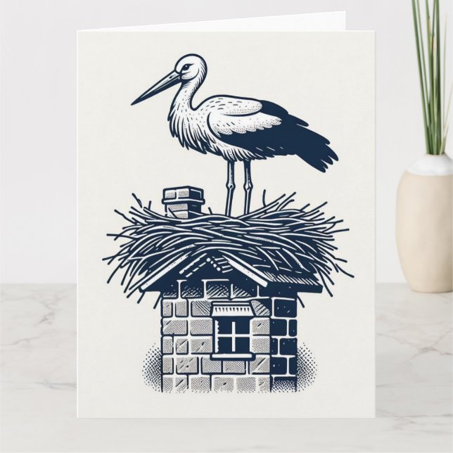 Grußkarte für Big Folk Stork Karte (Vorderseite)