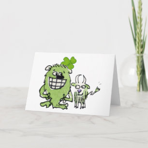 Grußkarte für das grüne Kleeblatt des Monsters Karte