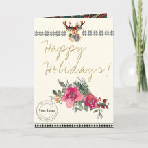 Grußkarte für das Happy Holidays Boho Business-Log