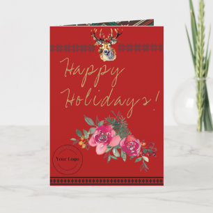 Grußkarte für das Happy Holidays Boho Business-Log Karte