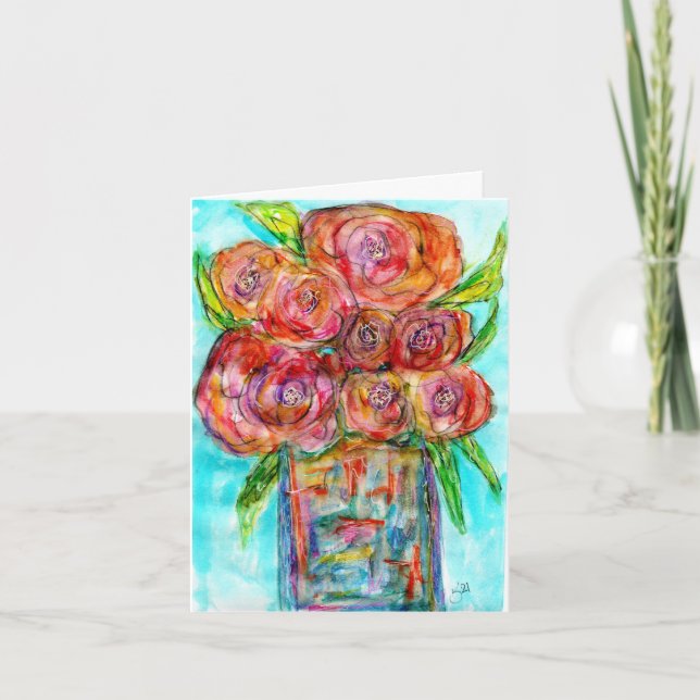 Grußkarte für die Aquarellblume Karte (Vorderseite)