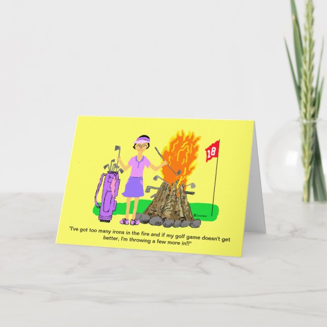 Grußkarte für die GolfLady -"Die Bügel im Feuer" Karte (Vorderseite)